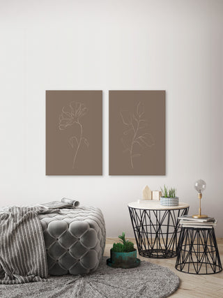 Leaves and Flower Diptych, 2-Piece Set, 8x12 Panels