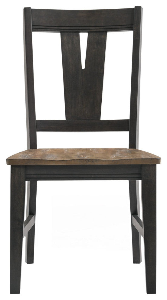 Harper Side Chair With Splat Back, Brushed Brown and Pecan, Set of 2
