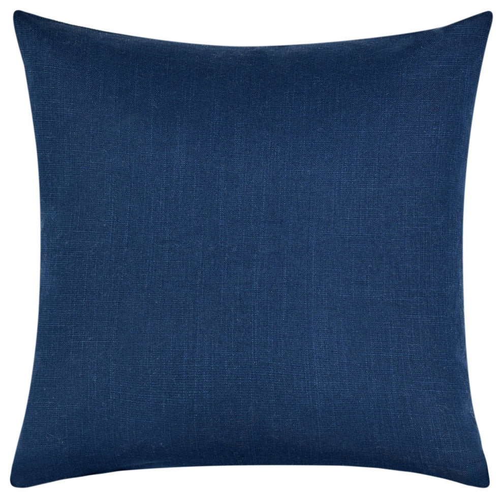 Fairbanks 22" Blue Belgian Linen Throw Pillow by Kosas Home