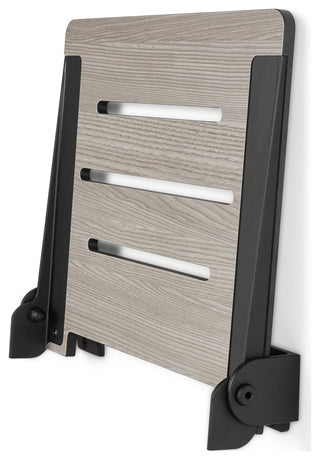 SlimLine Folding Wall Mount Shower Bench Seat, Weathered Ash Seat, Matte Black