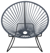 Innit Indoor/Outdoor Handmade Rocker, Gray Weave, Black Frame