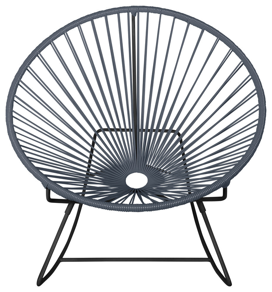 Innit Indoor/Outdoor Handmade Rocker, Gray Weave, Black Frame