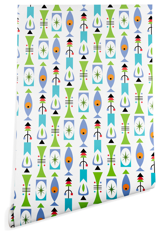 Deny Designs Andi Bird Retro Shape White Wallpaper, White, 2'x4'