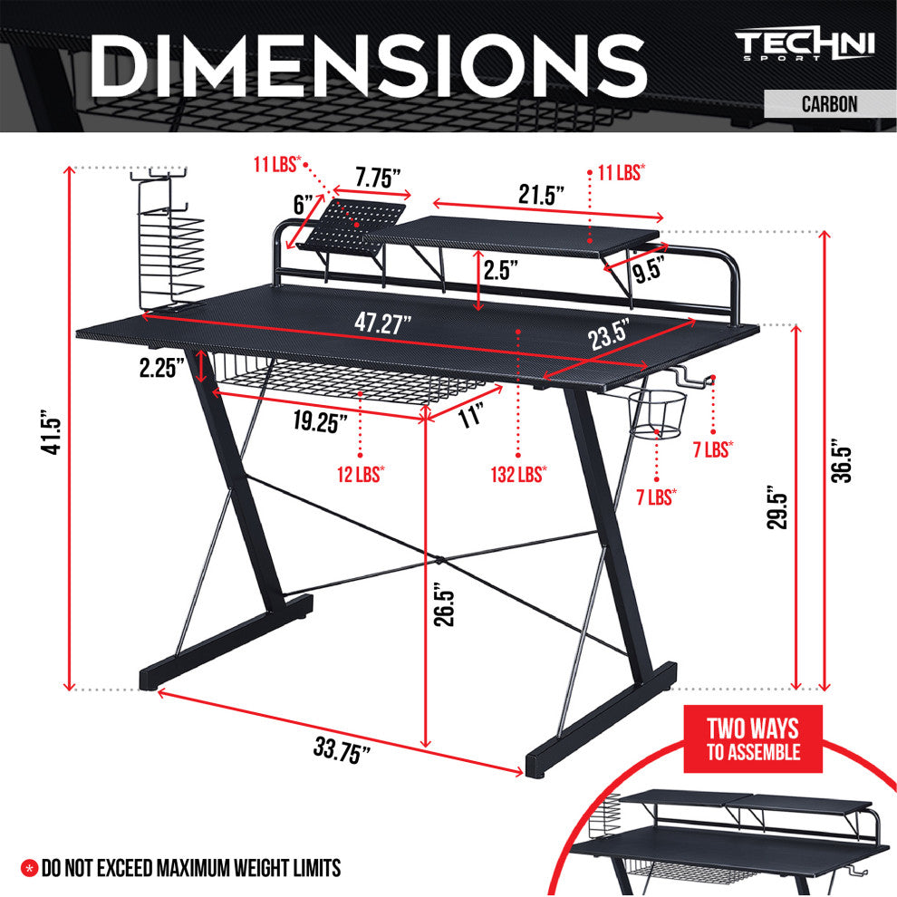 Techni Sport Carbon Gaming Desk