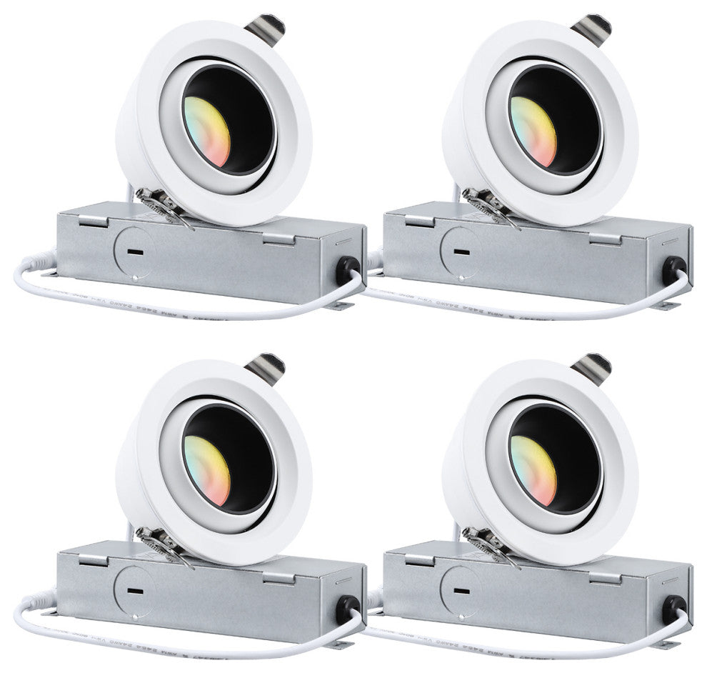 4 Pack LED 5CCT 3" Gimbal Recessed Light, Anti-Glare, Dimmable, ETL