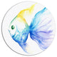 Lovely Blue Fish Watercolor, Animal Round Metal Wall Art, 23"