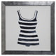 Square Blue And White Striped Bathing Suit, Flat Wide Silver