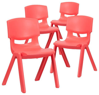 4 Pack Plastic Stackable School Chair with 15.5'' Seat Height, Red