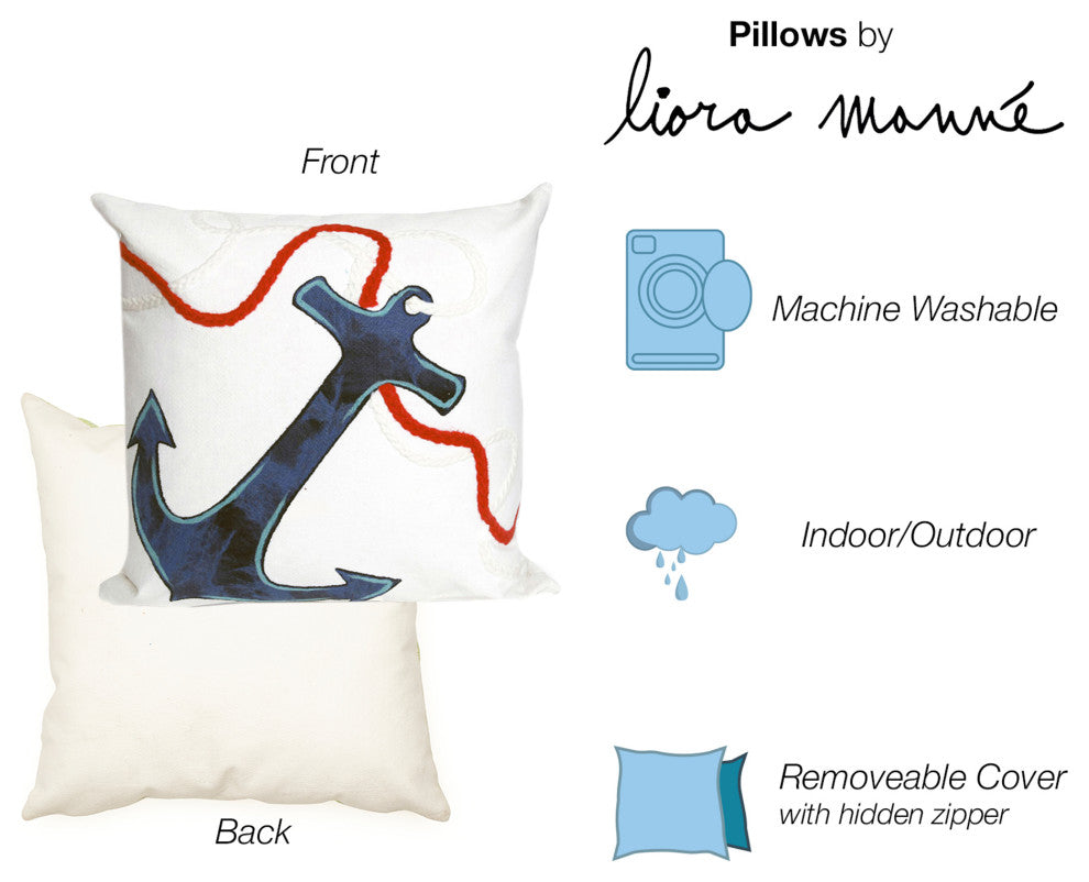 Visions I Anchor Indoor/Outdoor Pillow, White, 12"x20"