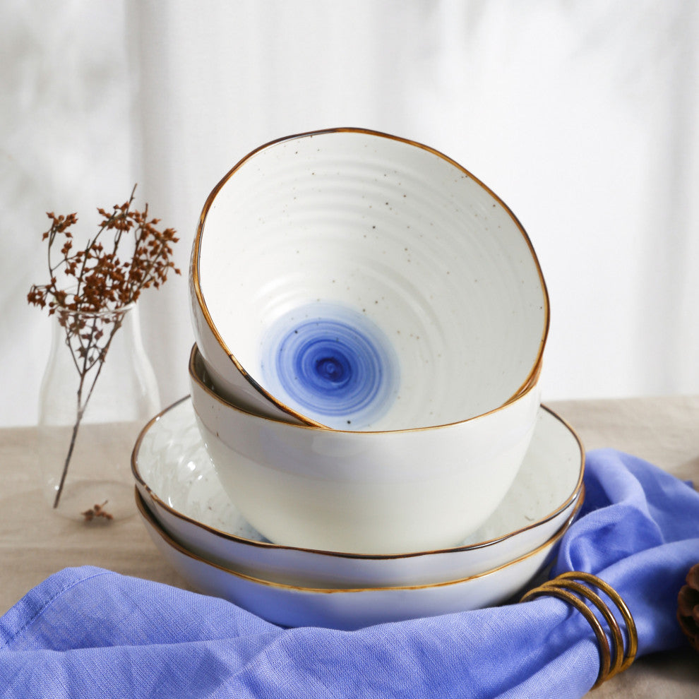 Christian Siriano Luma Porcelain 32 Piece Dinnerware Set, Blue