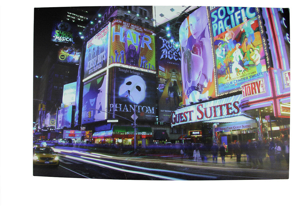 Battery Operated 8 LED NYC Time Square Canvas Wall Hanging, 23.5"