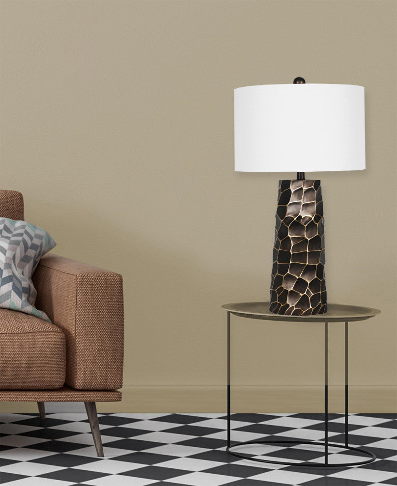 Textured Base Table Lamp With White Shade