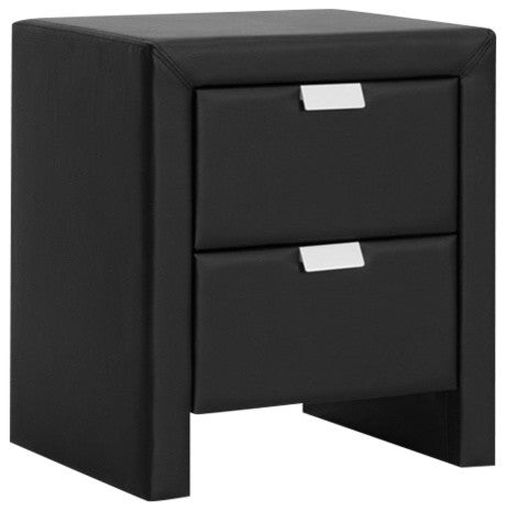 Frey Upholstered Nightstand, Black