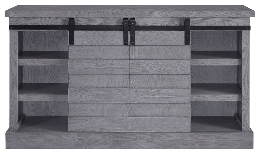 Amrita TV Stand WithFireplace, Gray Oak
