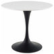 Modern Designer Kitchen Room Round Dining Table, Wood Metal Steel, Black White