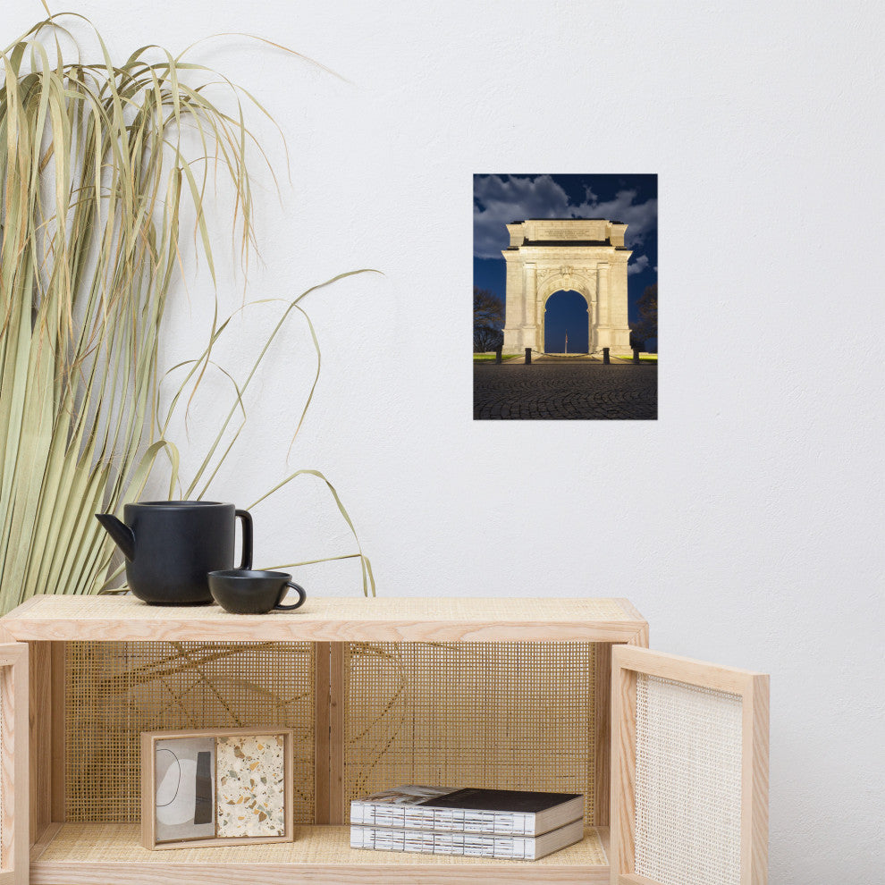 Night Photo at Valley Forge Arch Night Photo Unframed Wall Art Print, 12" X 16"
