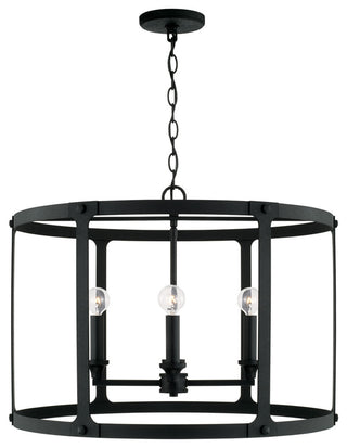 Capital Lighting 344941 Brennen 4 Light 25"W Drum Chandelier - Black Iron