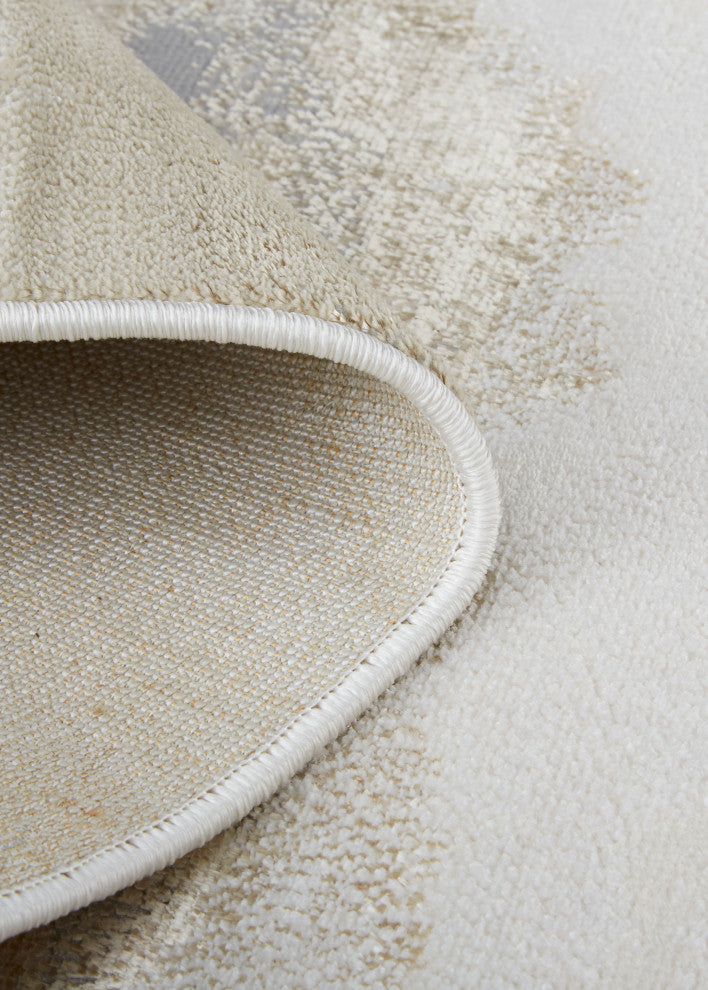 Weave & Wander Tripoli Modern Marble Rug, Beige/Gold, 1'8"x2'10"