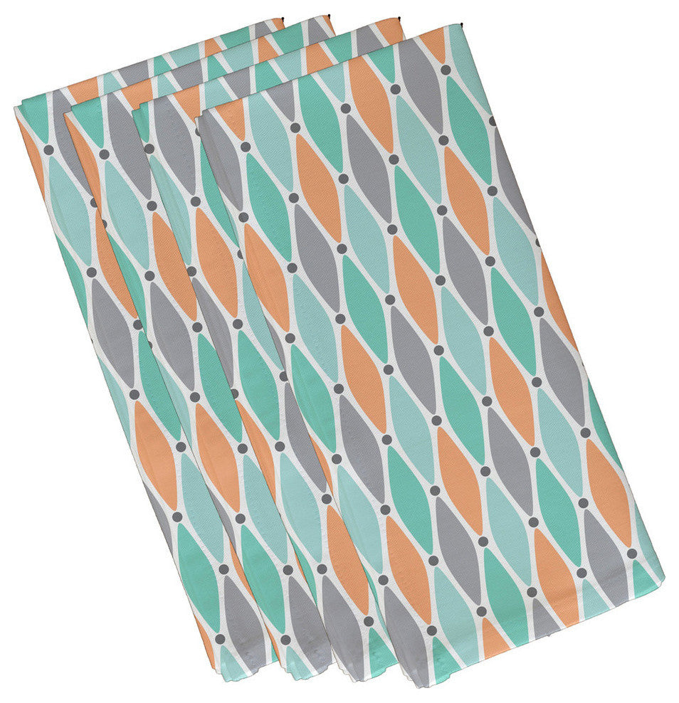 Wavy Splash, Geometric Print Napkin, Aqua, Set of 4