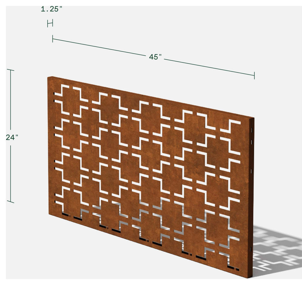 Alta Corten Steel Decorative Screen Panel, Quadra