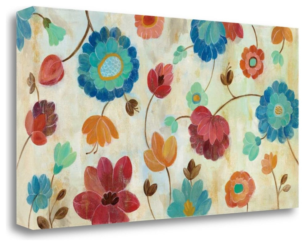 "Coral And Teal Garden III" By Silvia Vassileva, Giclee on Gallery Wrap Canvas
