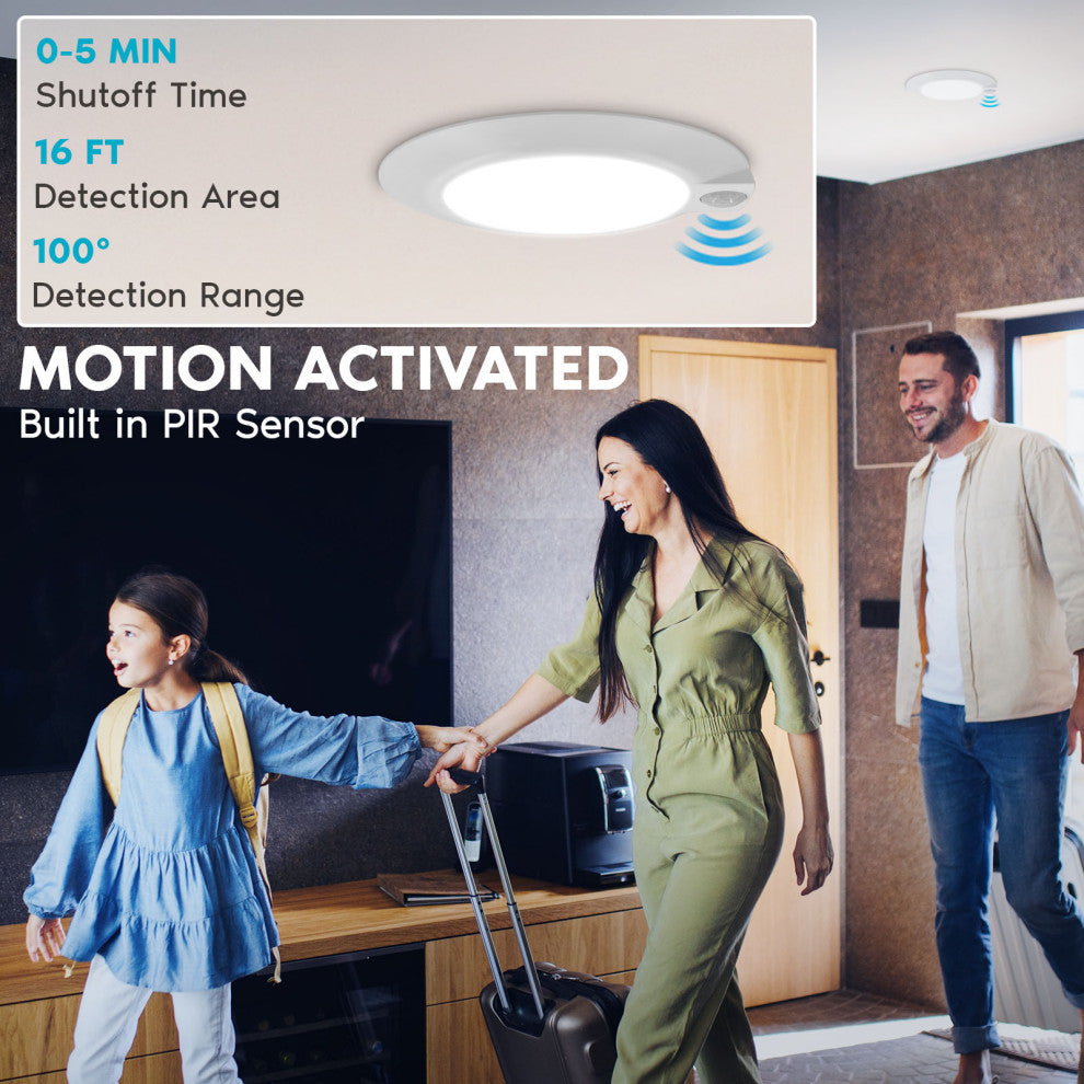 Luxrite 6 Inch LED Motion Sensor Light 3CCT 13W 1050LM ETL 2-Pack