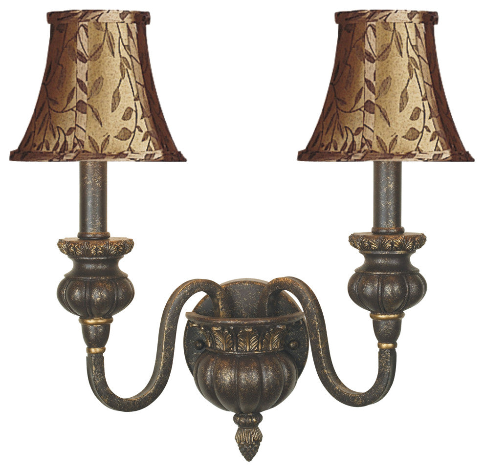 ELK LIGHTING 322-Gc-Sh13 Charlotte 2-Light Wall Sconce In Golden Coffee W/Sh
