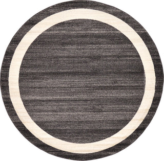 Unique Loom Black Del Mar Maria 6' 0 x 6' 0 Round Rug