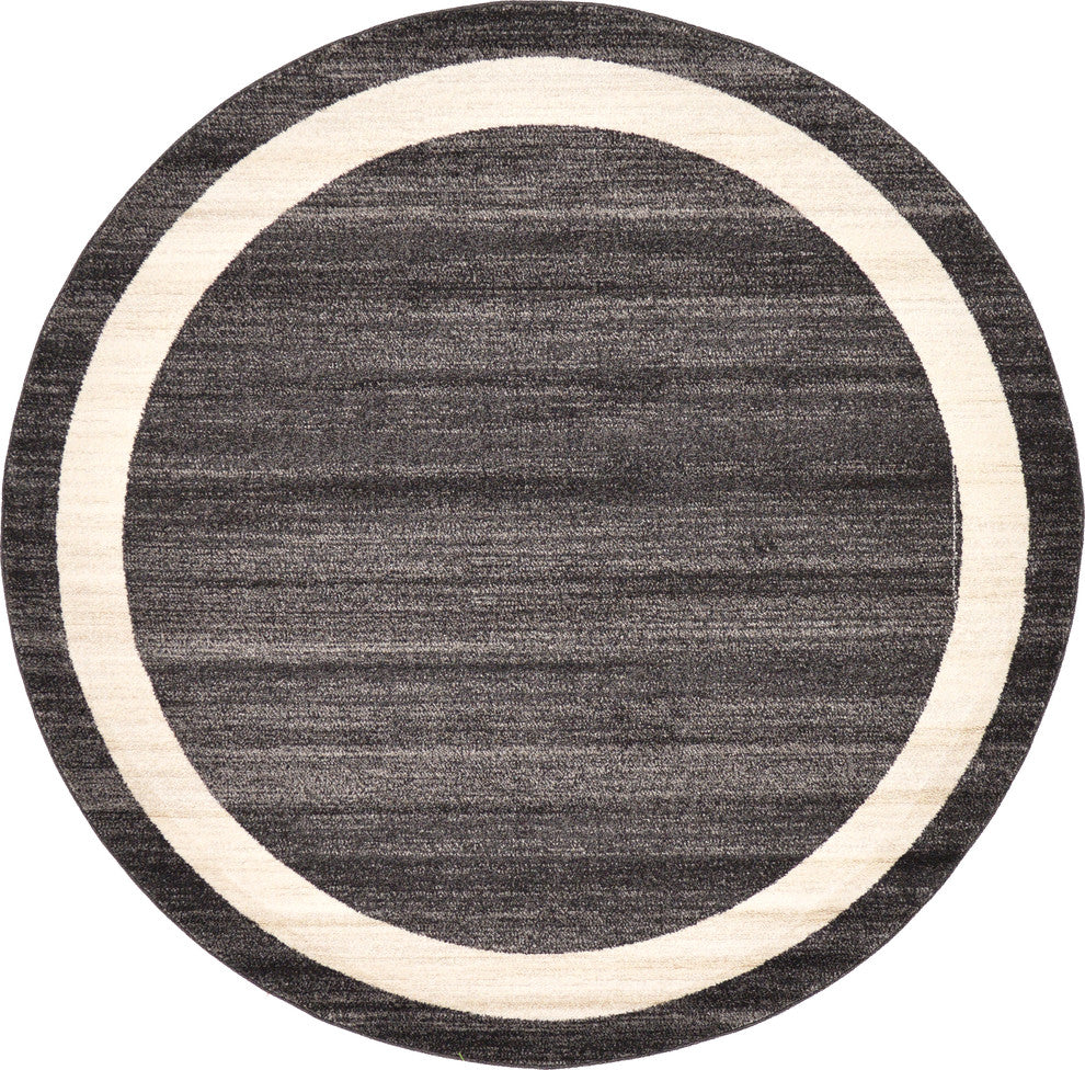 Unique Loom Black Del Mar Maria 6' 0 x 6' 0 Round Rug