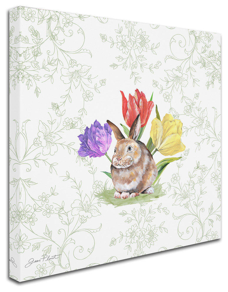 Jean Plout ''Bunnies In The Tulips 5'' Canvas Art, 35x35