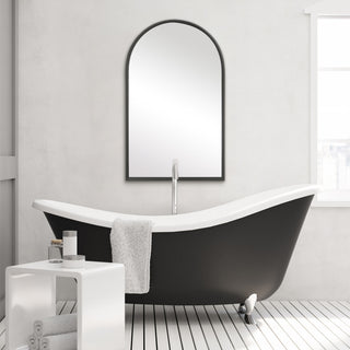 Annabelle 39" X 24" Arched Vanity Bathroom Wall Mirror, Matte Black