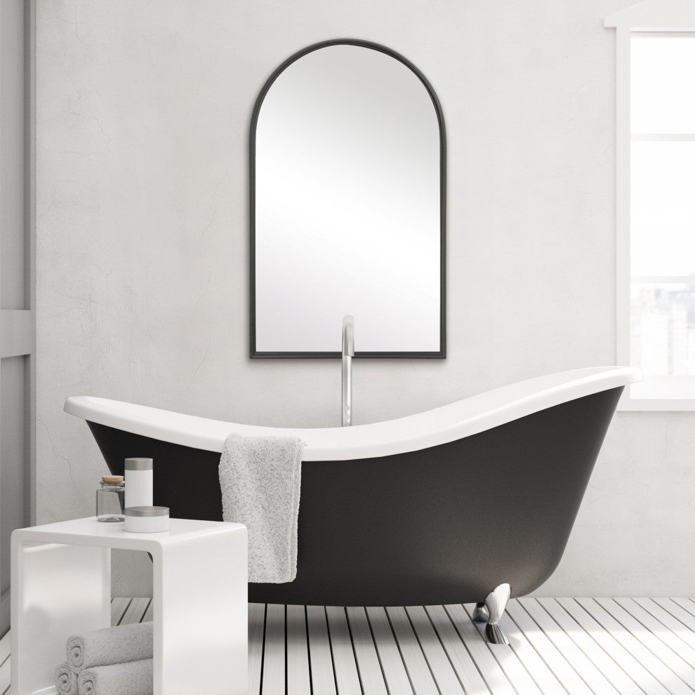 Annabelle 39" X 24" Arched Vanity Bathroom Wall Mirror, Matte Black