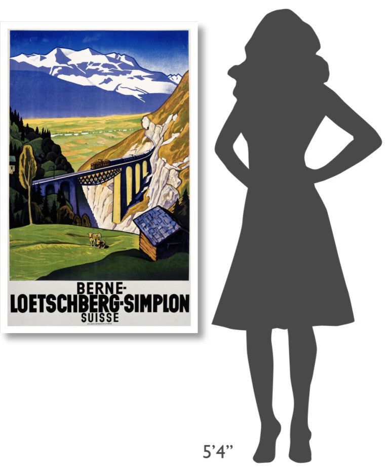 "Berne-Loetschberg-Simplon" Digital Paper Print by Eugen Henziross, 29"x46"