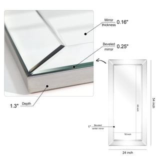 Antique Beveled Rectangle Wall Mirror, 1" Beveled Center,24"x54" Bathroom Mirror
