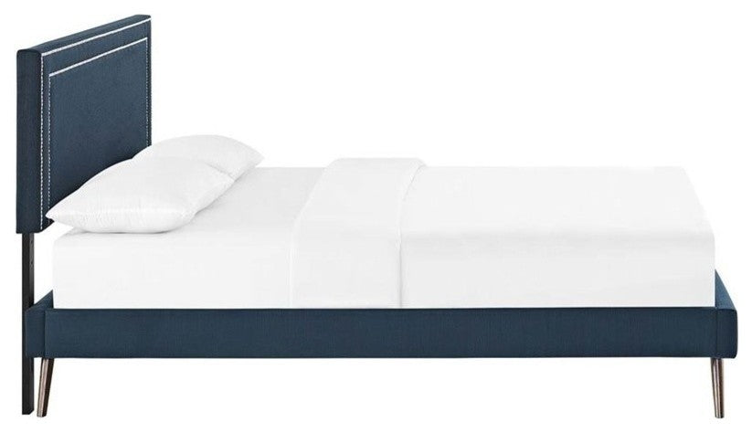 Modway Jessamine Queen Fabric Platform Bed With Round Splayed Legs, Azure