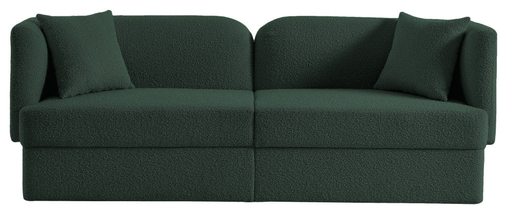 Marcel Boucle Fabric Upholstered Sofa, Green
