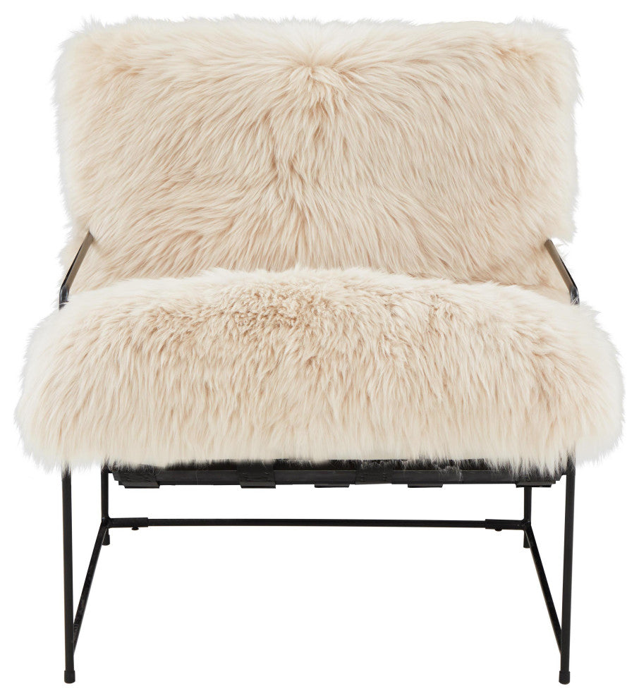 Kimi Genuine Sheepskin Chair, Fluffy Accent Chair