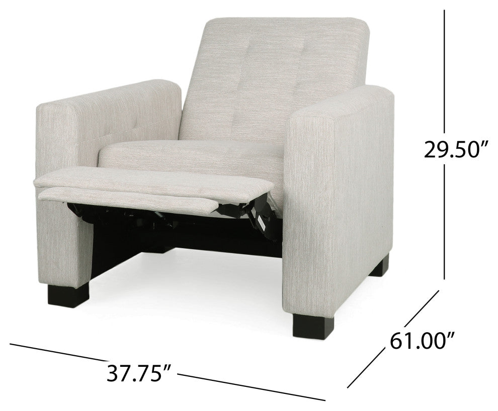Langseth Contemporary Tufted Pushback Recliner, Beige/Dark Brown, Fabric