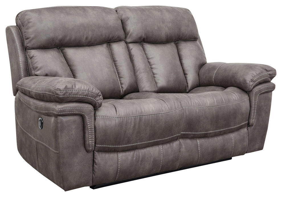 Estelle Power Reclining 3 Piece Living room Set, Gunmetal Fabric