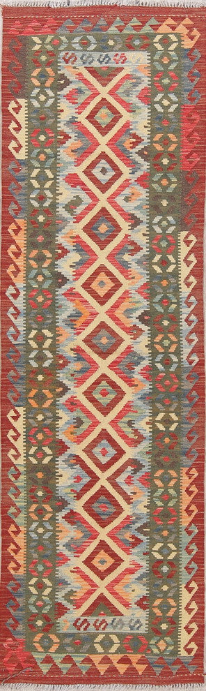 Flat-Woven Southwestern Kilim Turkish 8' Oriental Runner Rug, 8'2"X2'6"