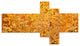 Textured Flowing Yellow, Abstract Canvas Art Print, 60"x32", 5 panels