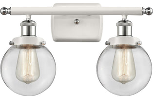 Innovations 916-2W-WPC-G202-6-LED 2-Light Vanity Light, White, Polished Chrome