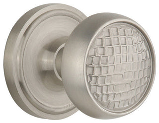Classic Rosette Privacy Craftsman Knob, Satin Nickel