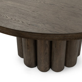Tiber Oak Wood Round Dining Table, 55", Toasted Brown