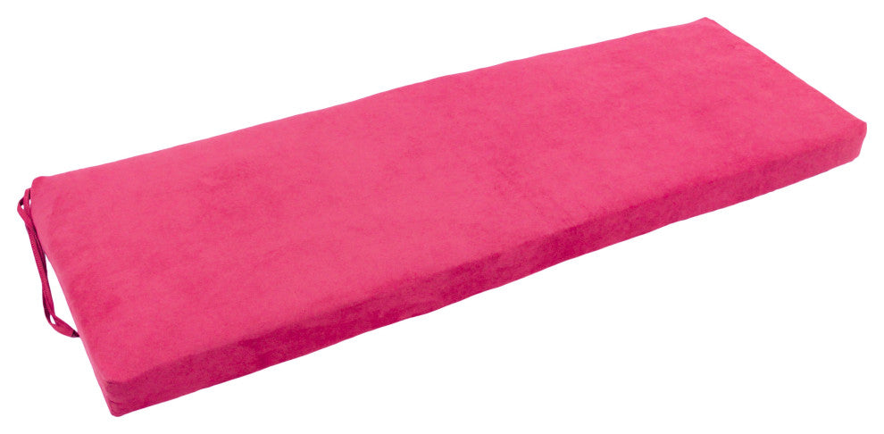 51"X19" Solid Microsuede Bench Cushion, Bery Berry