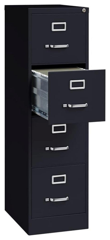 Scranton & Co 22" 4-Drawer Metal Letter Width Vertical File Cabinet in Black