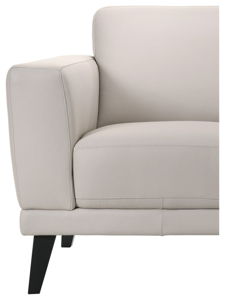 Benzara BM293330 Left Arm Facing Sofa, Mist Gray Finish, Genuine Italian Leather
