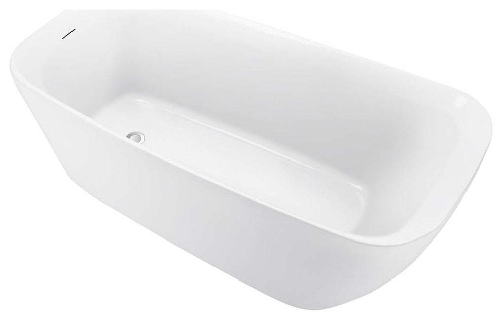 59" Acrylic Single Slipper Flatbottom Non-Whirlpool Bathtub, White