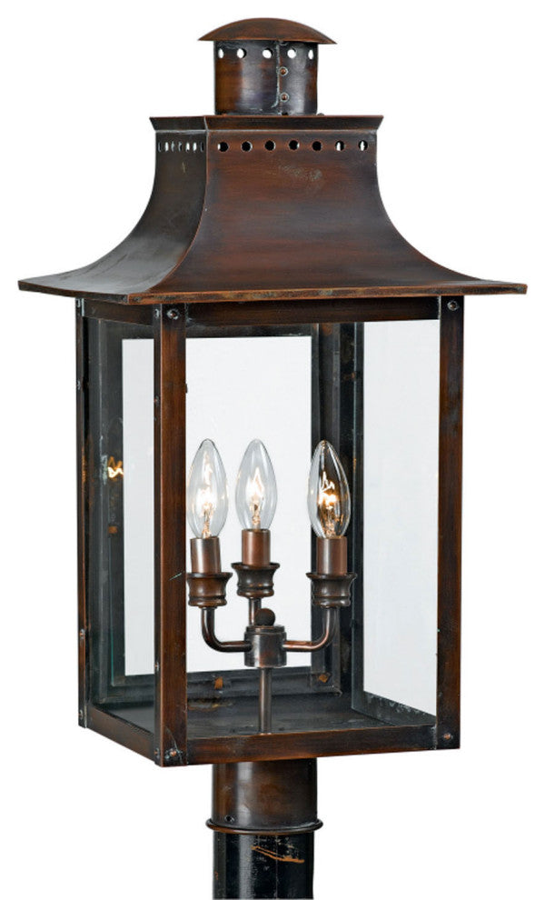 Chalmers 3-Light Outdoor Lantern, Aged Copper