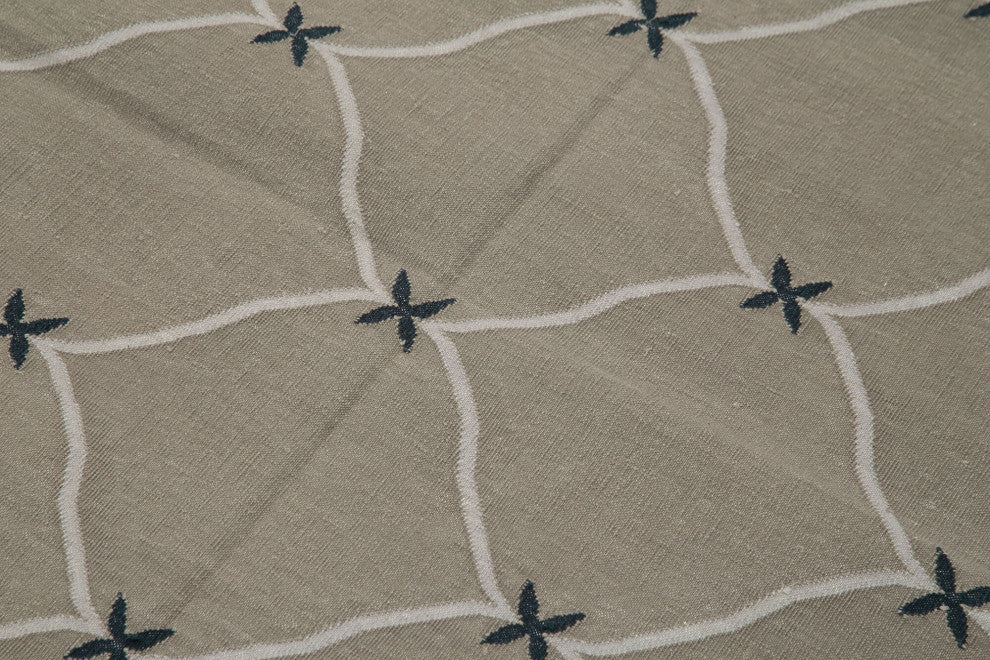 Rug N Carpet - Handmade Wool 3' 7'' x 5' 4'' Modern Design Dhurrie Kilim Rug